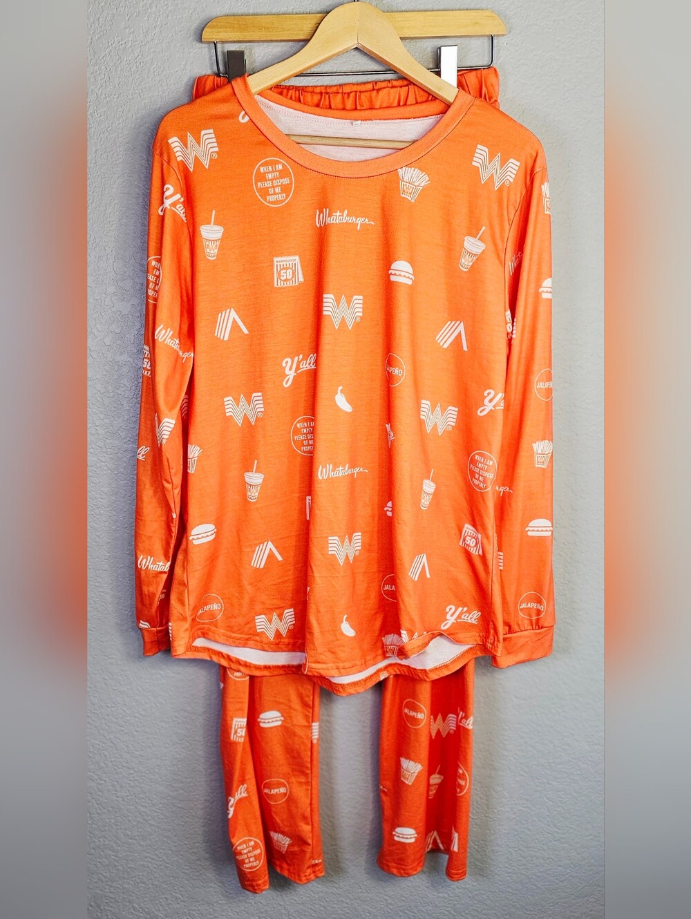 Whataburger Pajama Set Medium Men's / Women's XL Orange Logo Lounge Sleepwear